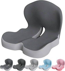Orthopedic Cushion, Seat Cushion for Office Chair and Car, Ergonomic Memory Foam L-Shaped Integrated Seat Cushions, Non-Slip Design for Office Chair Car Wheelchair (A-Black Grey)