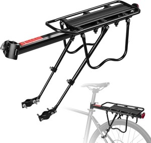 Bike Rack - 110 lbs Rear Cargo Rack Universal for 22-28 Bicycles, Quick Release with Bungee Cord  Bicycle Rear RackBike Cargo Carrier (Black)