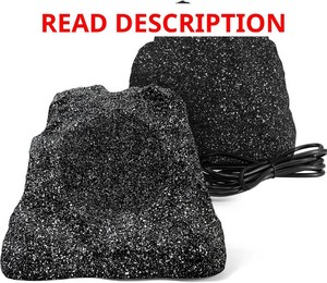 $190 Herdio 8 Outdoor Rock Bluetooth Speakers Wired IPX7 Waterproof 600 Watt Resin Material All Weather for Deck Pool Backyard Patio Garden BBQ (1 Pair Black)
