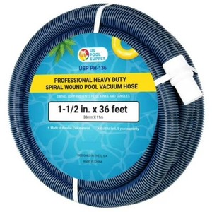 U.S. Pool Supply 1-12 x 36 Foot Professional Heavy Duty Spiral Wound Swimming Pool Vacuum Hose with Swivel Cuff