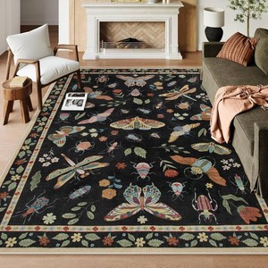 $140 Lahome Insect Washable Rugs 8x10, Black Rugs for Living Room Bedroom