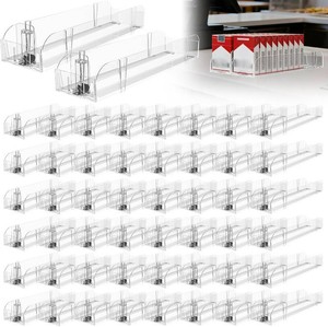 $146 50 Pack Automatic Pusher Display Rack, Store Display Shelf and Case Stand, Space Saving Organizer for Retail Stores and Supermarkets