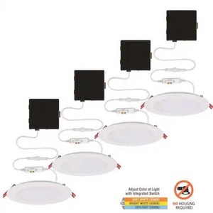 6-Inch Color-Selectable Canless Recessed LED Kit, 4-Pack  Commercial Electric  Model 91478  Est. Retail $80