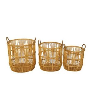 READ DESCRIPTION  Bohemian Bamboo Nesting Baskets, Set of 3