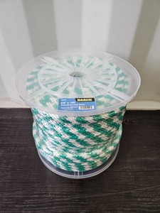 Solid Braided Polypropylene Rope, 58 In. x 140 Ft, GreenWhite  Baron  Model 54026