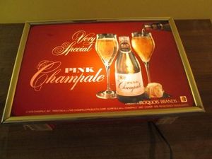 Vintage Pink Champale advertisement light-up box