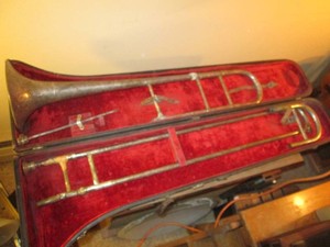 Vintage Trombone with soft lined hardside case