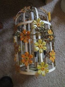 Vintage metal floral birdcage style hanging light fixture