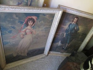 Pair of ornately framed Vintage Sir Thomas Lawrence boy and girl reproductions approx 29x35in