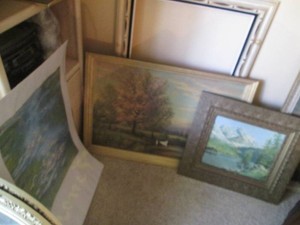 Vintage wall art plus Large vintage decorative frame approx 43x31in