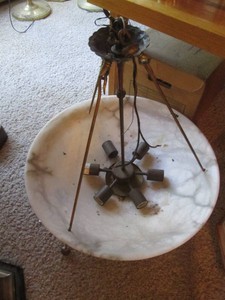 Large glass dish style pendulum light fixture