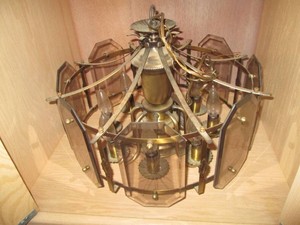 Vintage glass panel hanging light fixture