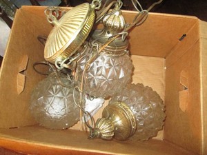 Vintage glass multi-bulb pineapple style light fixture