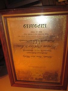 Vintage framed mirrored glass Canadian Club Whiskey advertisement wall decor