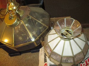 Vintage glass panel style pendulum light fixtures