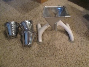 Vintage metal manually operated food processor