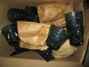 Beautiful blue vintage textured depression Era glassware