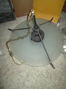 Metal and frosted glass pendulum light fixture