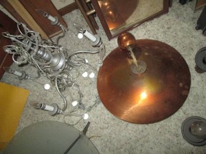 Copper tone and vintage metal light fixtures