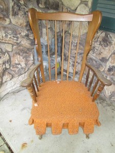 Vintage wood framed spindle back sitting chair