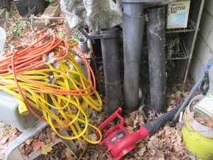Toro blower vac with misc attachments and assorted extension cords