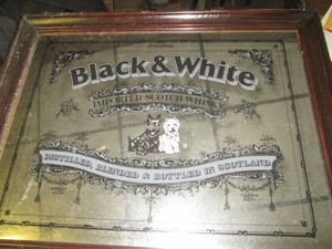 Framed Black & White imported Scotch Whiskey Mirror back wall decor