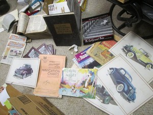 Vintage books, magazines, calendars, road maps, picture frames and more