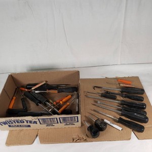 Assorted Hand Tools including Screwdrivers and Picks