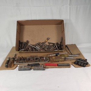 Box of Various Screwdriver Bits and Hand Tools