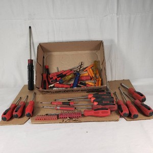 Lot of Hand Tools including Ironton Screwdrivers and Assorted Drill Bits
