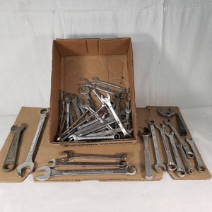 Box of Mixed Wrenches and Hand Tools