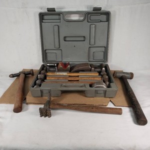 Lot of various vintage automotive body hammers including specialty hammers for bodywork