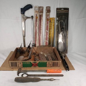 Mixed Hand Tools and Accessories including Mechanics Stethoscope, Hacksaw, Brazing & Welding Rods