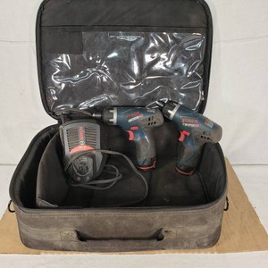 Bosch Drill Kit with 30-Minute Charger, Two 12V Drills, and Carrying Case