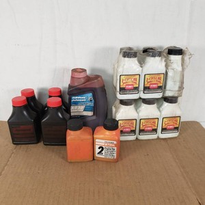 Lot of 2-Cycle Engine Oils Including Toro, Stihl, Evinrude Johnson, and Jonsered