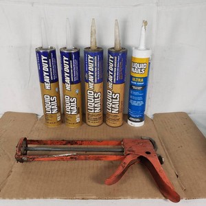 Liquid Nails Heavy Duty and Ultra Quick Grip Construction Adhesive with Caulking Gun