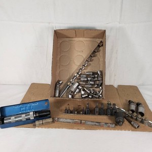 Lot of Mixed Hand Tools and Attachments including GTT Impact Driver, Sockets, and Extensions