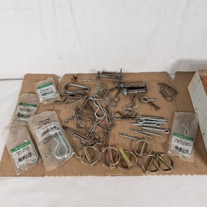 Lot of assorted hitch pin clips and accessories including various sizes and brands