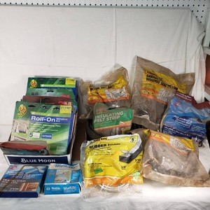 Weatherstripping and Insulation Kit Lot including Duck Window Kit, Garage Door Seal, and Rubber Foam