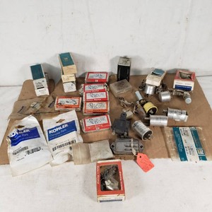 Lot of Automotive Parts Including Delco Remy Contact Sets and GM Circuit Breakers, Condensers, and Flashers