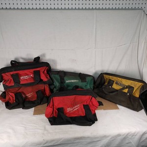 Lot of Tool Bags featuring Milwaukee, Masterforce, and DeWalt Brands