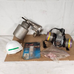 Sears Model 106.16802 Spray Gun, Cal-Hawk Oil & Water Separator, Respirator, and Masks