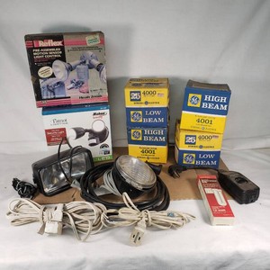 Lot of GE High Beam and Low Beam Lights with Security Light Systems and Accessories