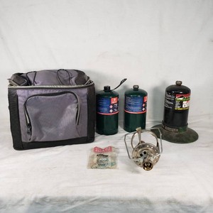 Propane Camping Lantern and Supplies Set including Coleman Silk Lite Mantles, Propane Canisters, and Carry Bag