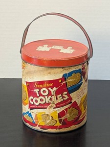 Vintage Sunshine Biscuits Toy Cookies Store Display Pail See Photos