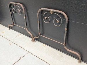 Pair of Vintage Brass  Bed End Panels Floral Scroll Design Rustic