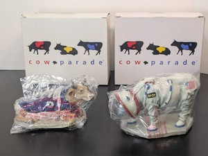 Cow Parade Moonwalk & Moo Shoe Figurines with Boxes