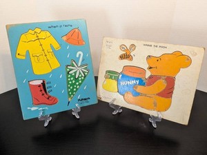 Vintage Sears Winnie the Pooh & Playskool Wooden Tray Puzzle Lot