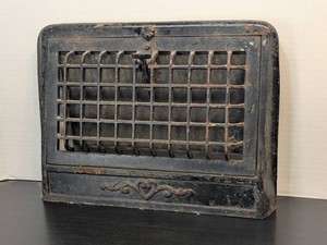 Antique Cast Iron Heat Register Vent Grate w Damper 15 x 10.5