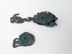 Vintage Industrial Pulley Blocks Snatch Block & Double Sheave Pulley